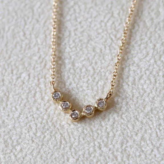 Women’s layered crystal necklaces-5 bezel diamond necklace