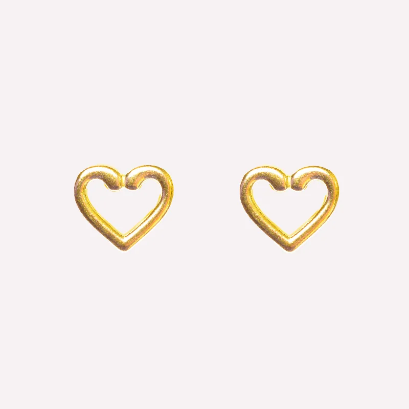 Women’s infinity earrings-HEART STUD CLIP-ON EARRINGS IN GOLD