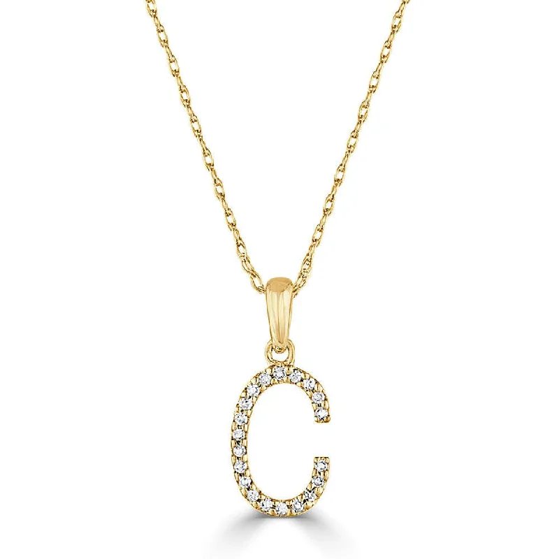 Women’s infinity gemstone necklaces-14k Gold & Diamond Initial Necklace- C