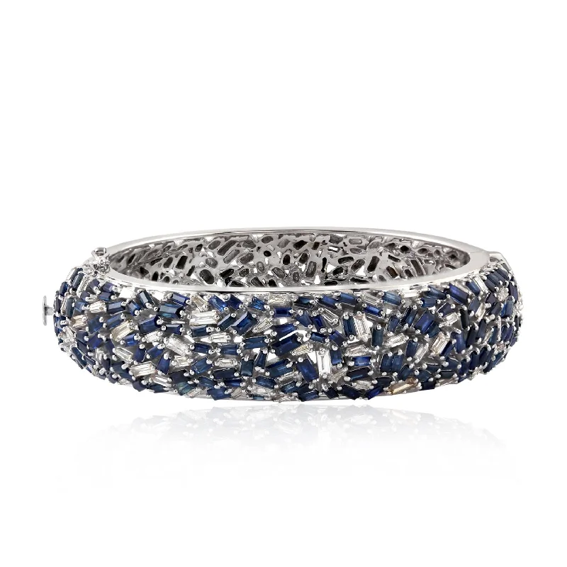 Women’s cubic zirconia bangles-Sapphire and Diamond Confetti Bangle