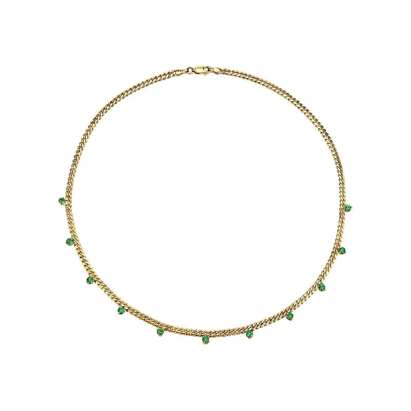 Women’s sapphire necklace for engagement-Emerald Linked Darling Necklace - Emerald / 14k Yellow Gold