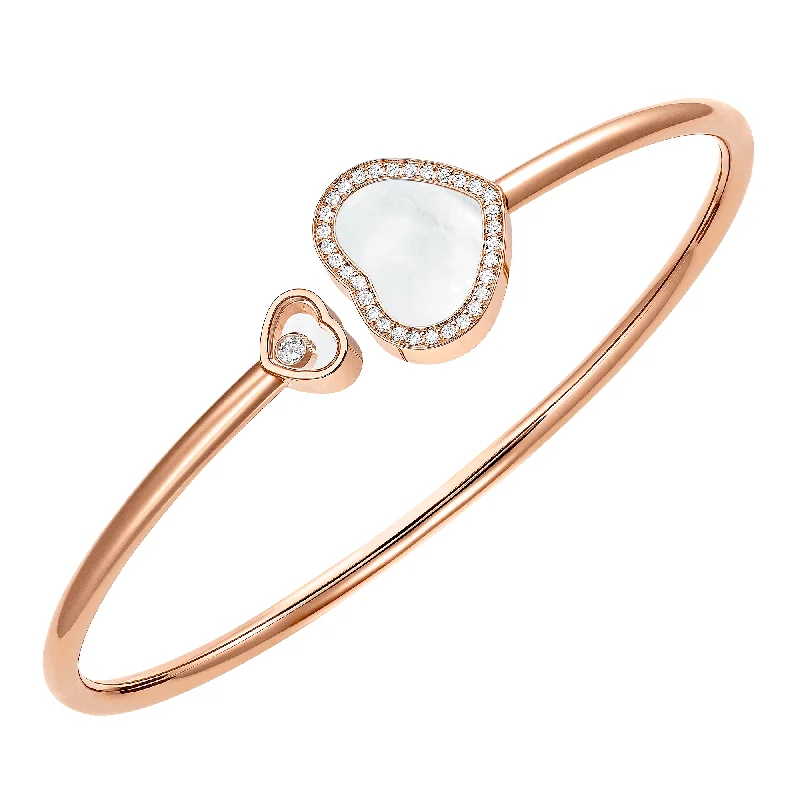 Women’s adjustable bangles-18ct Rose Gold Happy Hearts Mother Of Pearl & Diamond Set Bangle