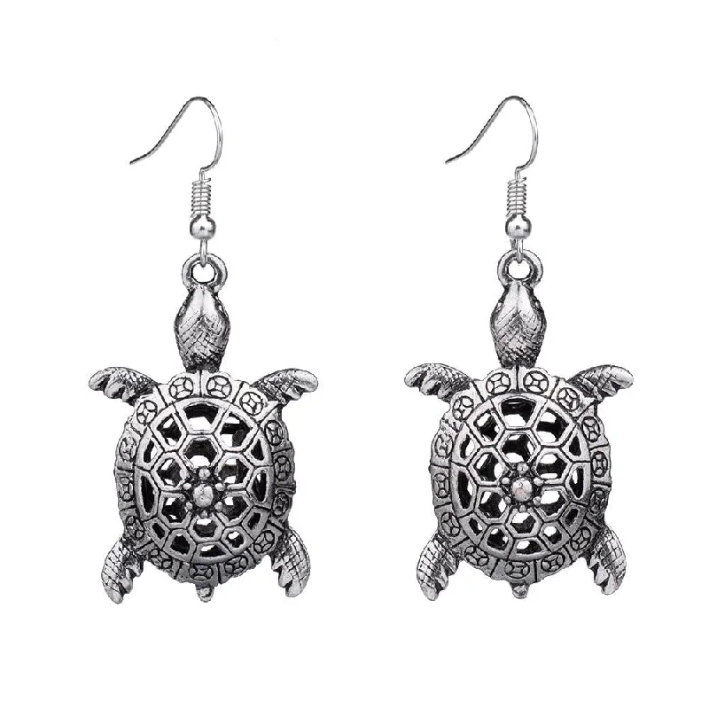 Women’s luxury diamond earrings-Turtle Retro Vintage Drop Dangle Earring