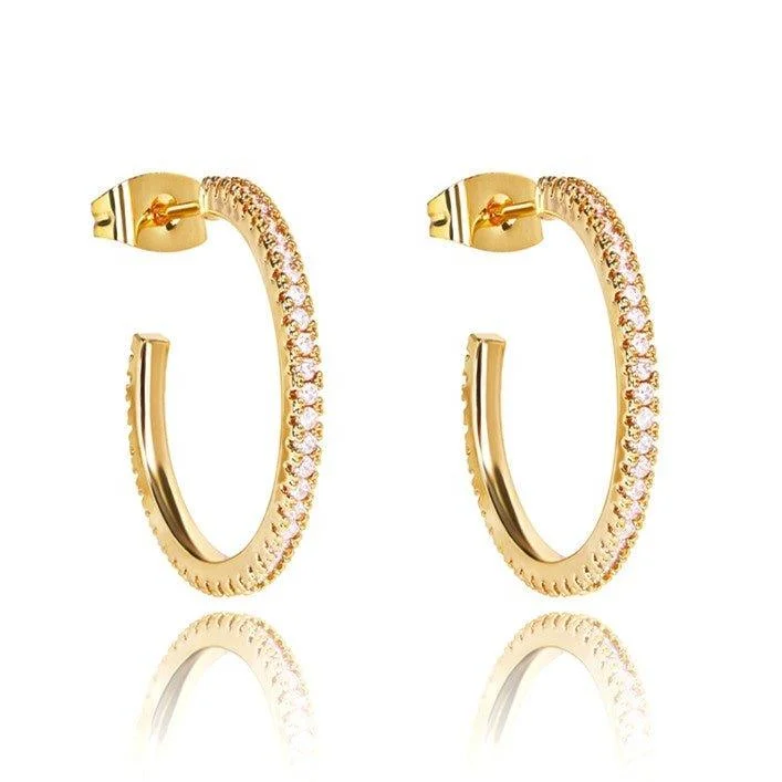 Women’s gold drop earrings-Cubic Zirconia Hoop Earrings