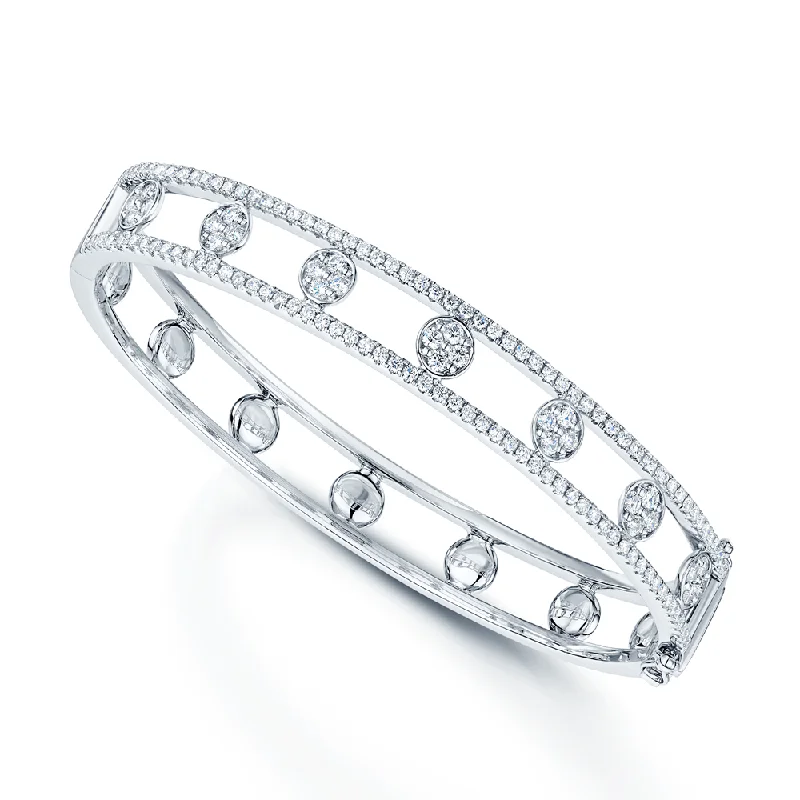 Women’s gold charm bracelets-18ct White Gold Openwork Diamond Bangle