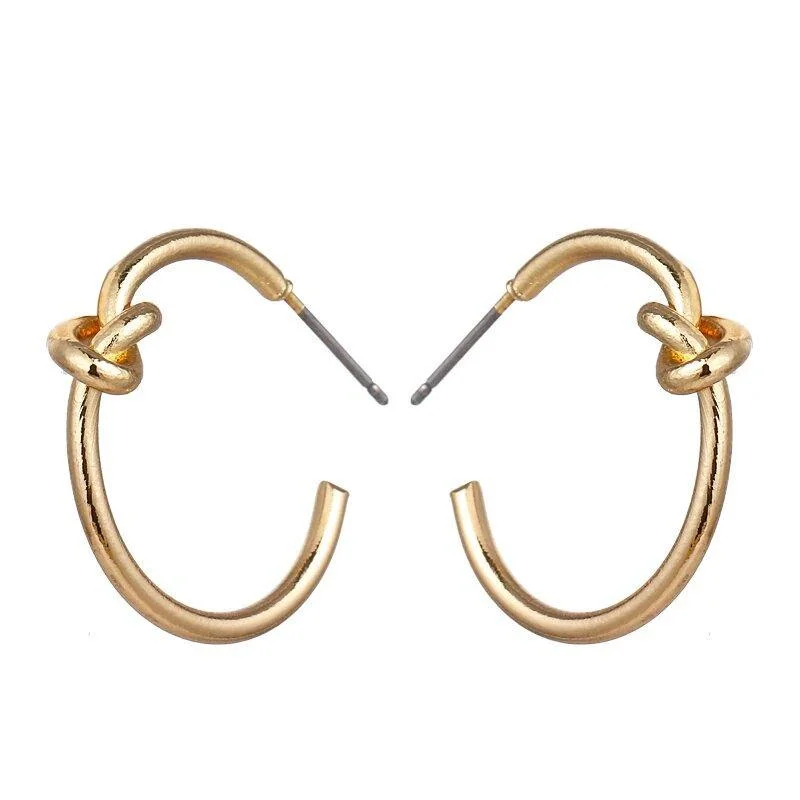 Women’s zirconia earrings-Knot Hoop Earrings