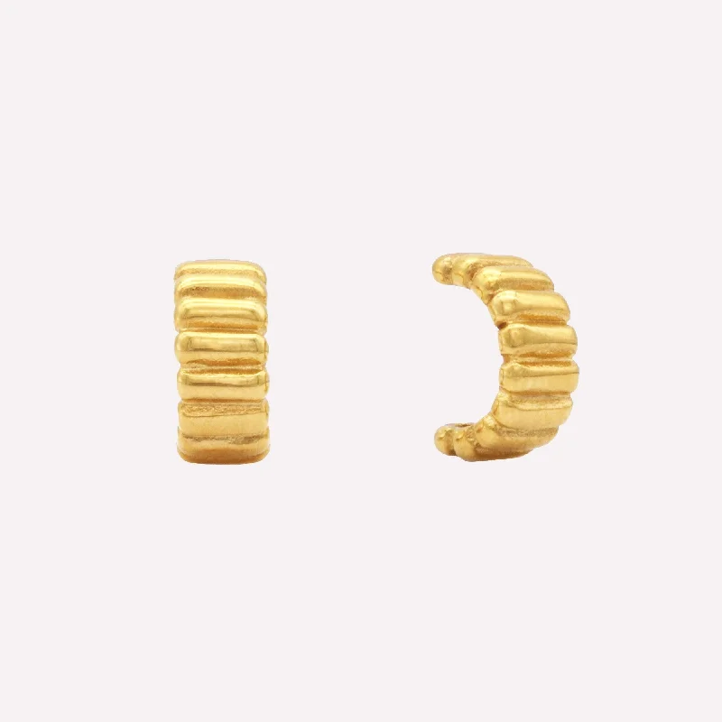 Women’s gold drop earrings-CHUNKY BAR HUGGIE HOOP CLIP-ON EARRINGS IN GOLD