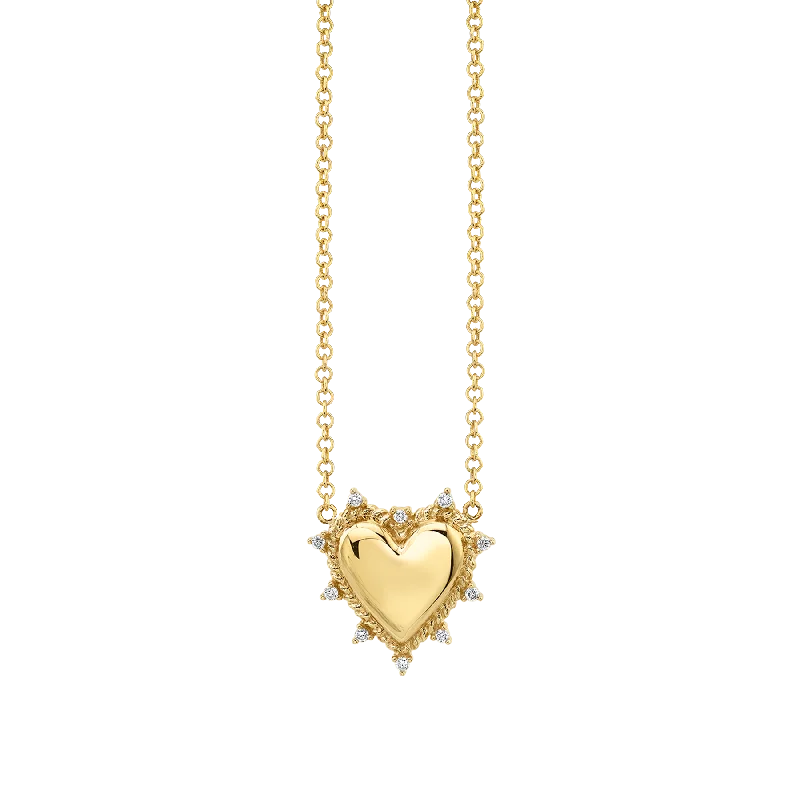 Women’s minimalistic gold necklaces-Petite Heart Twist Necklace - White Diamond / 14k Yellow Gold