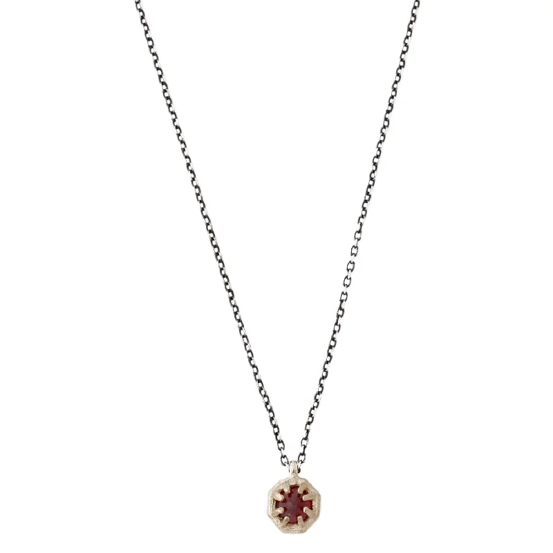 Women’s gold pendant necklaces-Small Ruby Octagon Necklace