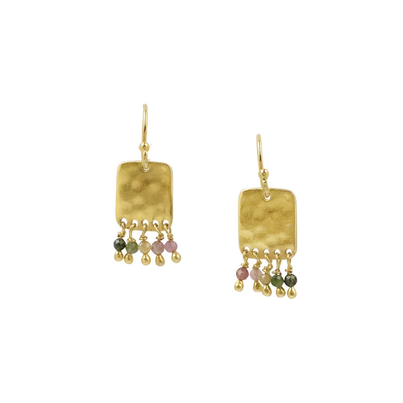 Women’s pearl stud earrings-Dancing Tourmaline Earrings in Gold