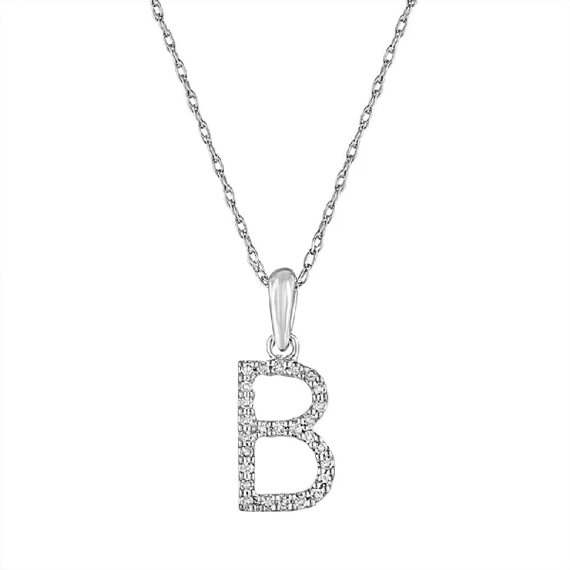 Women’s personalized name necklaces-14k Gold & Diamond Initial Necklace-B