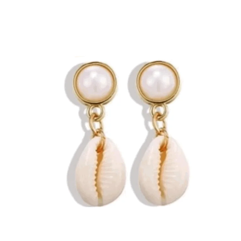 Women’s angel wings earrings-Seashell Drop Earrings