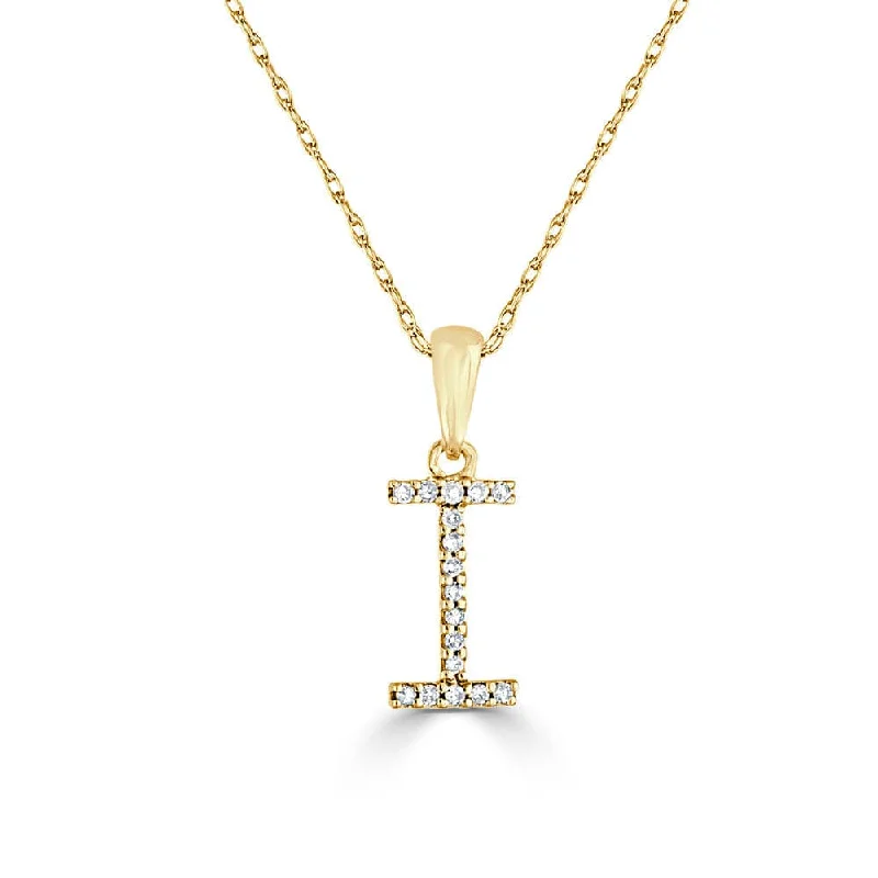 Women’s pendant necklaces-14k Gold & Diamond Initial Necklace- I