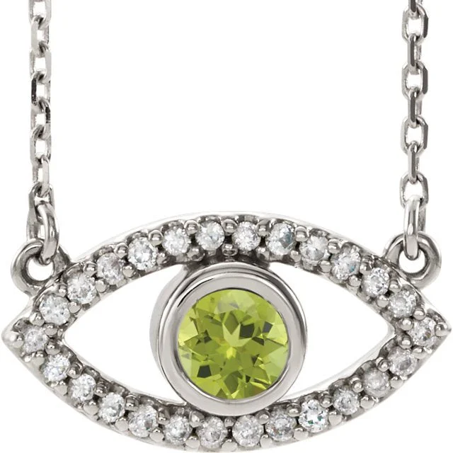 Women’s infinity pendant necklaces-14KT GOLD .22 CT PERIDOT & .26 CTW SAPPHIRE EVIL-EYE NECKLACE