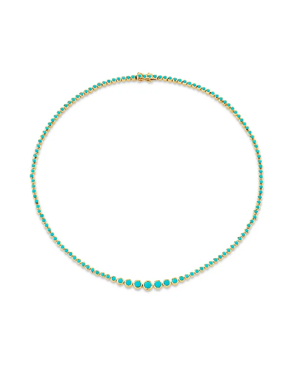 Women’s birthstone necklaces-Riviera Necklace - Turquoise / 14k Yellow Gold