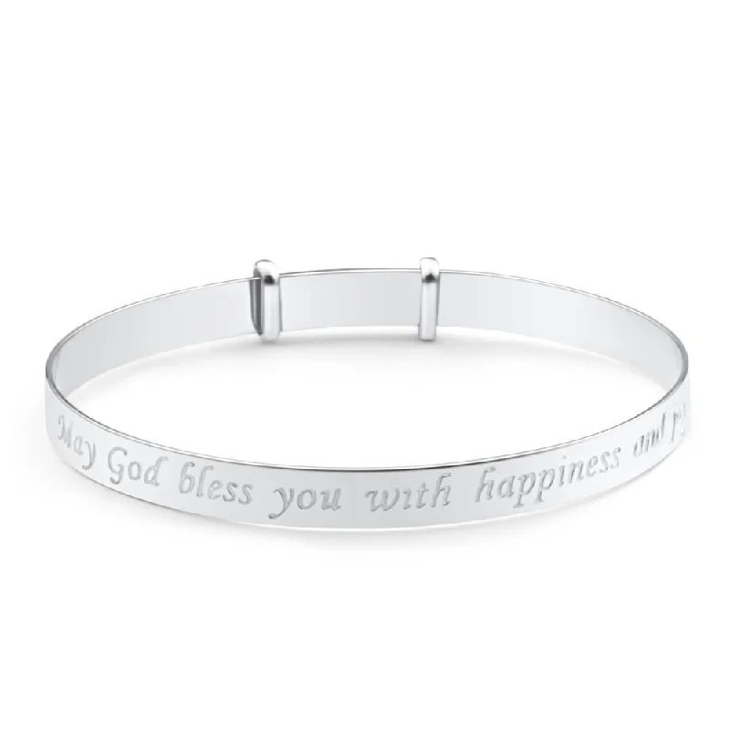 Women’s gemstone bangles-Sterling Silver Baby Psalm Bangle Expandable 40mm