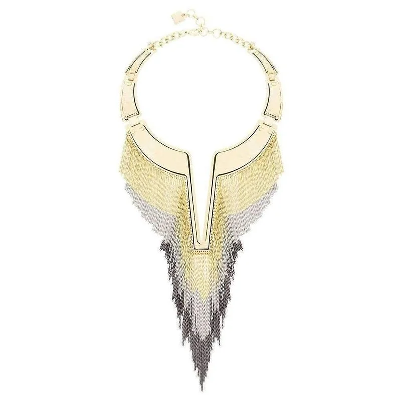 Women’s vintage gold necklaces-Chain Fringe Plate Collar Necklace