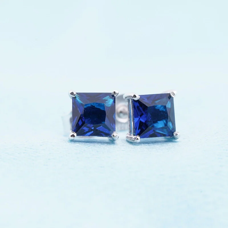 Women’s moonstone earrings-Silver Royal Blue Stud Earrings