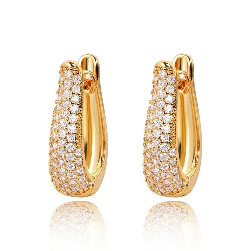 Women’s geometric earrings-Hinged Hoop Earrings with Cubic Zirconia