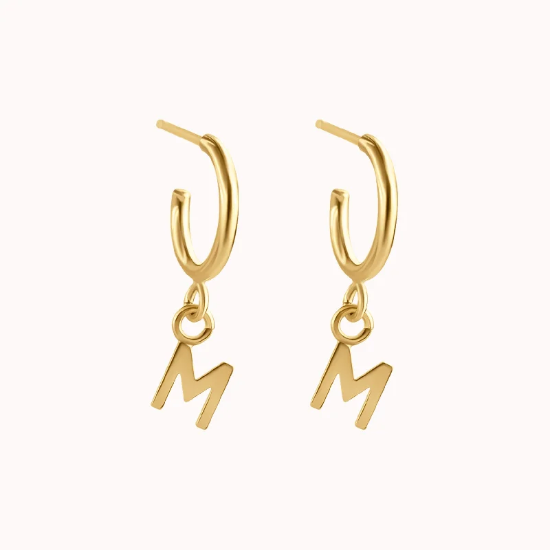 Women’s heart-shaped earrings-Ava Initial Hoop Earring • Single