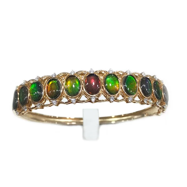 Women’s friendship bracelets-Sterling Silver Ammolite Bangle