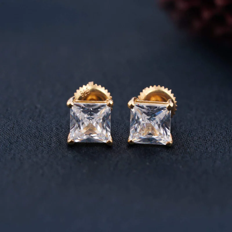 Women’s square earrings-Golden Princess Tiny Stud Earrings