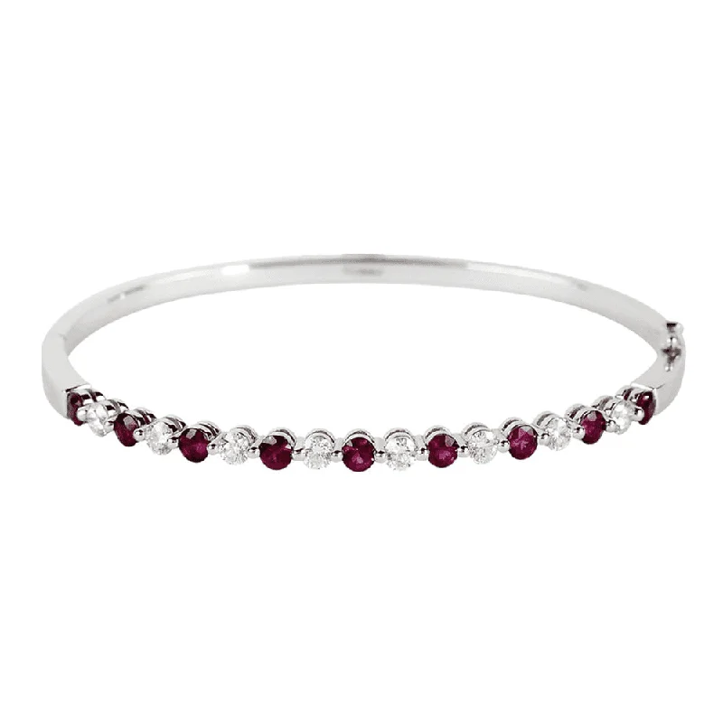 Women’s sterling silver bangles-18ct White Gold Ruby And Diamond Bangle