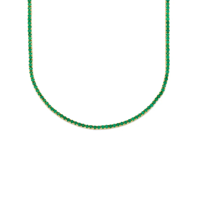 Women’s dainty necklaces-Ultimate Tennis Necklace - Emerald / 14k Yellow Gold