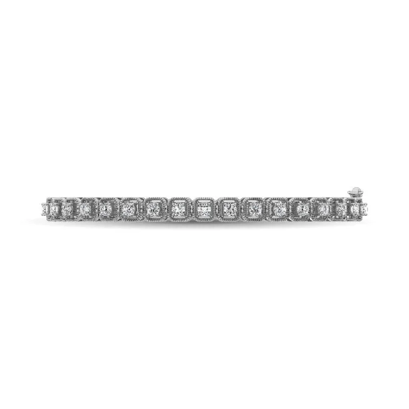 Women’s personalized bracelets-14K White Gold Diamond 1 Ct.Tw. Bangle With Milgrain Details