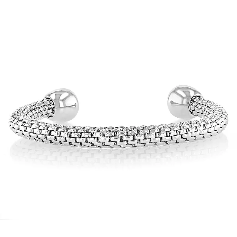 Women’s stacking bracelets-Stainless Steel Textured Open Fancy Bangle