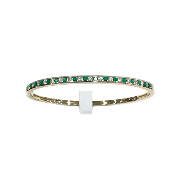 Women’s colorful beaded bracelets-14k Yellow Gold Emerald Bangle