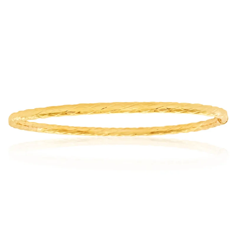 Women’s matching bracelets and earrings-9ct Yellow Gold Silver Filled 67cm Bangle