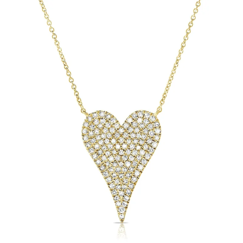 Women’s engraved necklaces-14k Gold & Diamond Heart Necklace