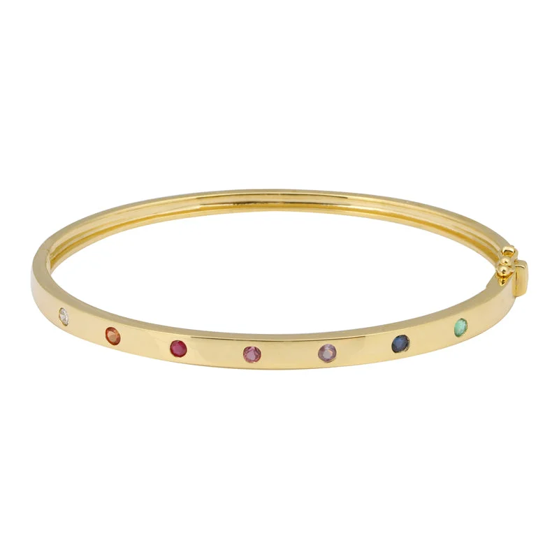 Women’s engraved bracelets-14K  Gold Rainbow Bangle