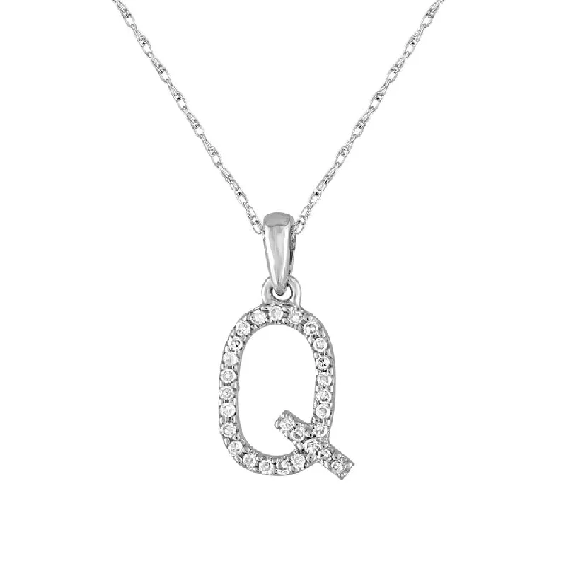 Women’s pearl necklaces-14k Gold & Diamond Initial Necklace- Q