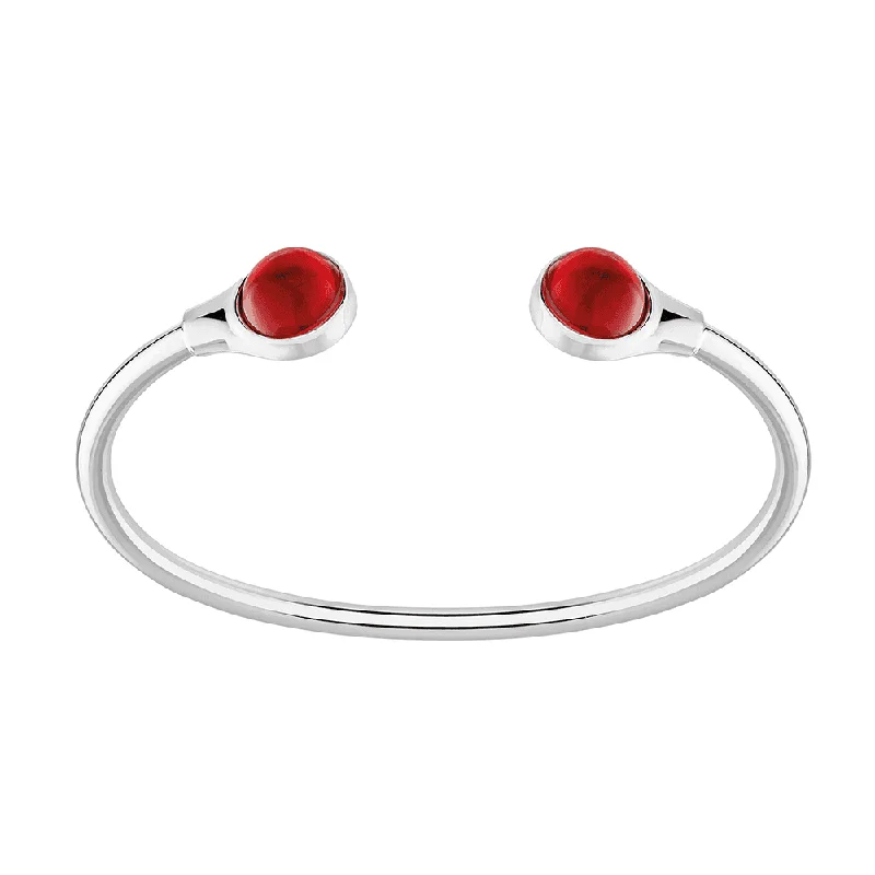 Women’s luxury bangles-Sterling Silver Red Crystal Cabochon Flexible Bangle