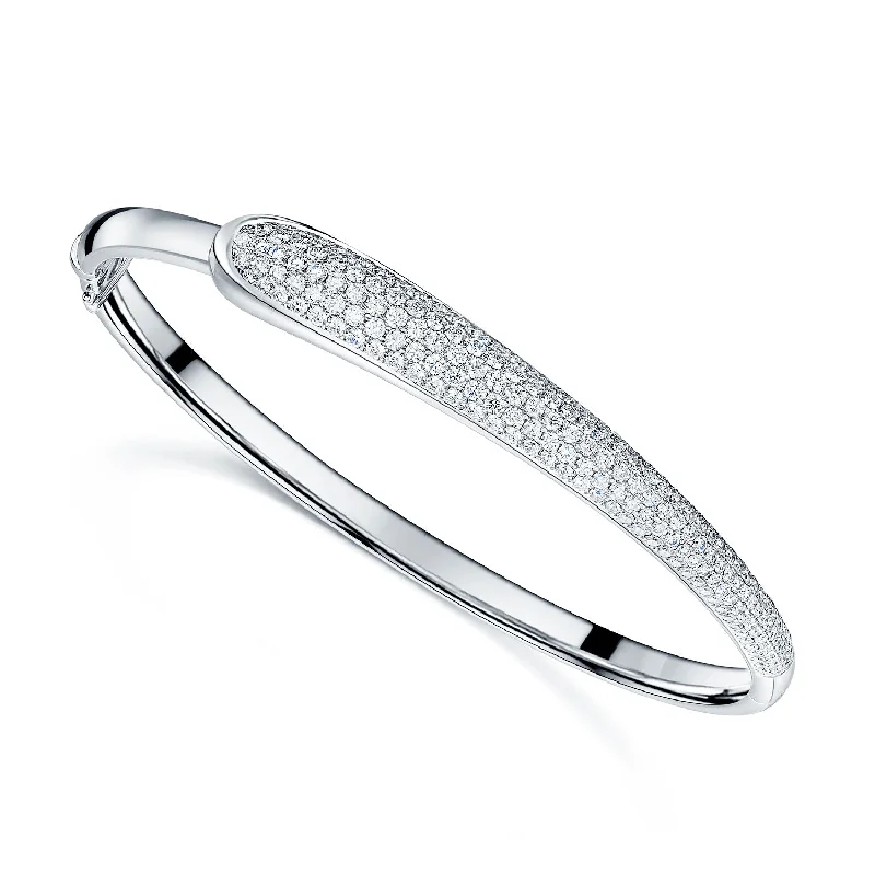 Women’s infinity bracelets-Ember Collection 18ct White Gold Pave Diamond Set Bangle