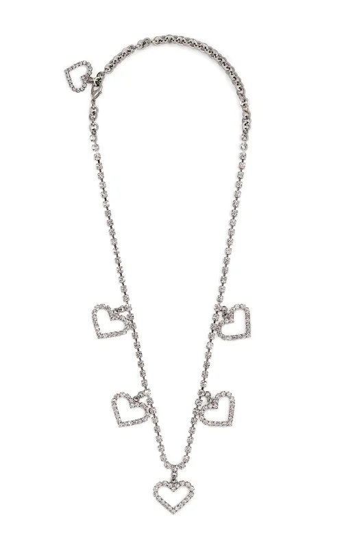 Women’s layered silver necklaces-Crystal Heart Necklace