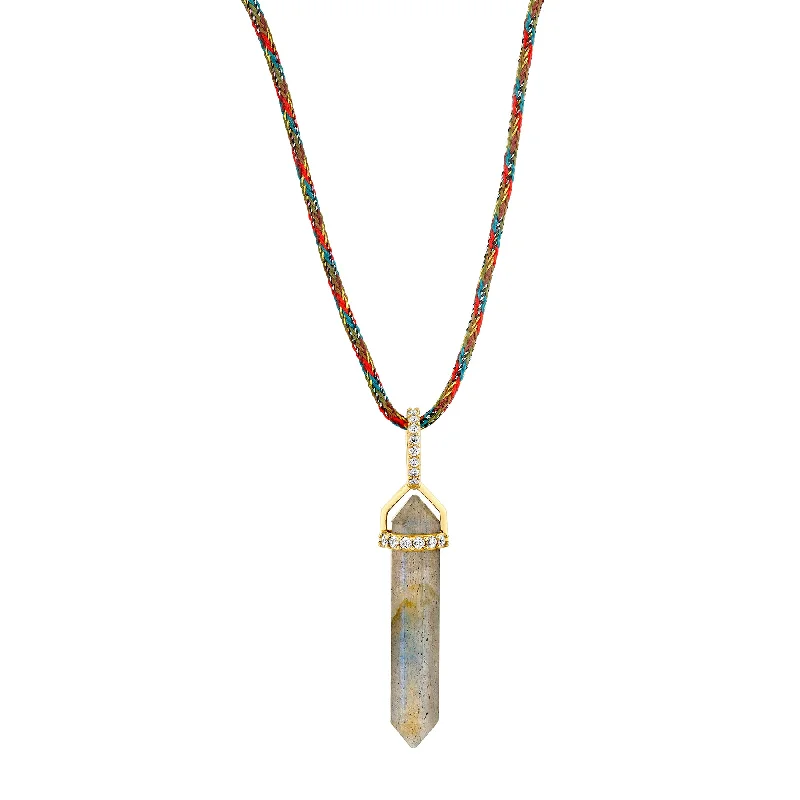 Women’s sterling silver necklaces-Diamond Prism Pendant - Labradorite / 14k Yellow Gold