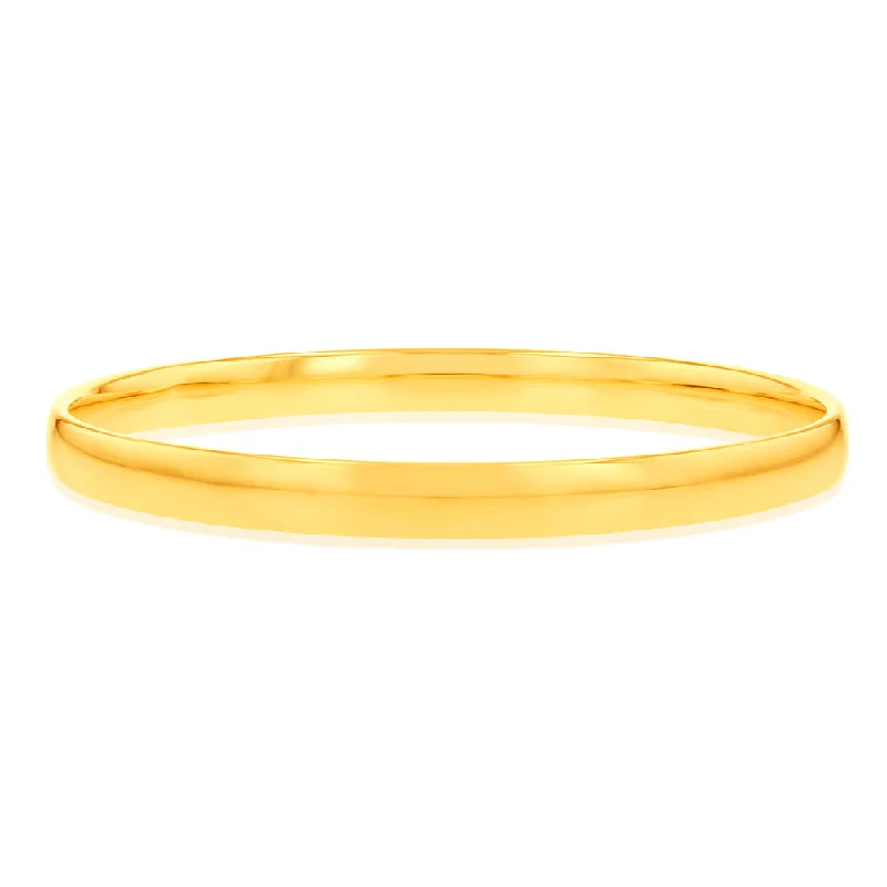 Women’s minimalist bracelets-9ct Yellow Gold Silverfilled Light 6mm X 65mm Bangle