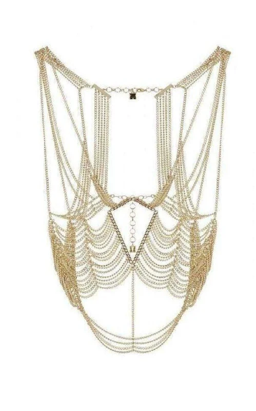 Women’s chunky necklaces-Gold Cutout Body Chain