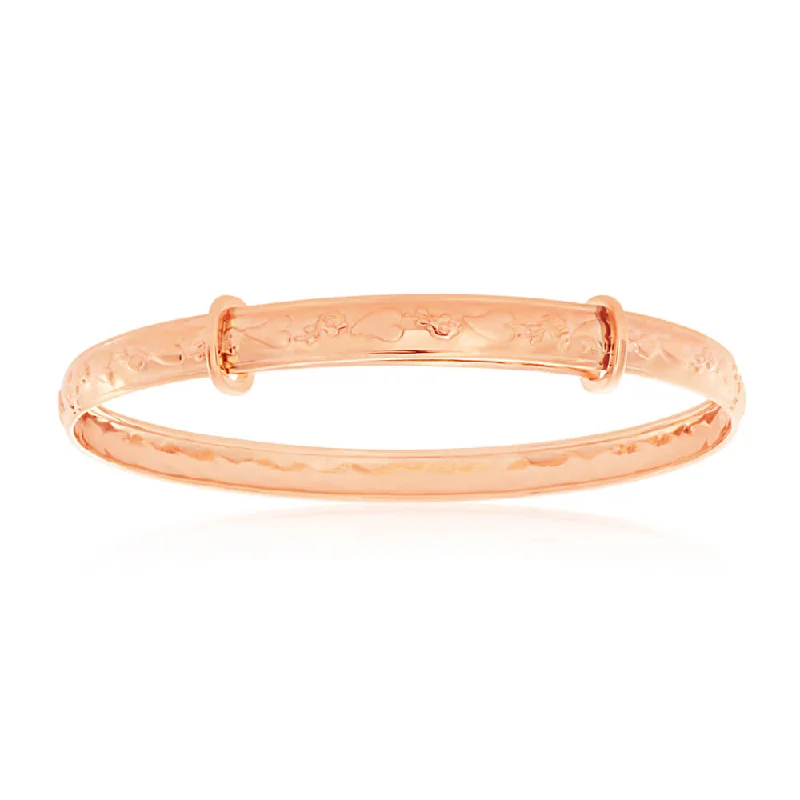 Women’s birthstone bracelets-9ct Rose Gold D Shaped Baby Bangle