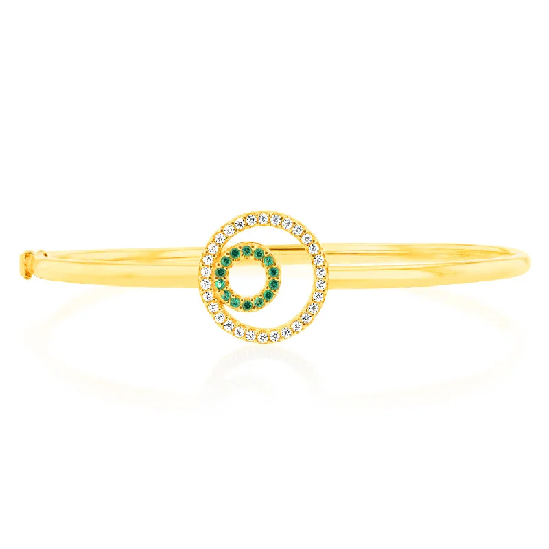 Women’s cubic zirconia bangles-9ct Yellow Gold Silverfilled Green Zirconia Circle Bangle