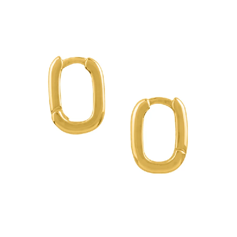 Women’s square earrings-Rectangle Clicker Hoops in Gold