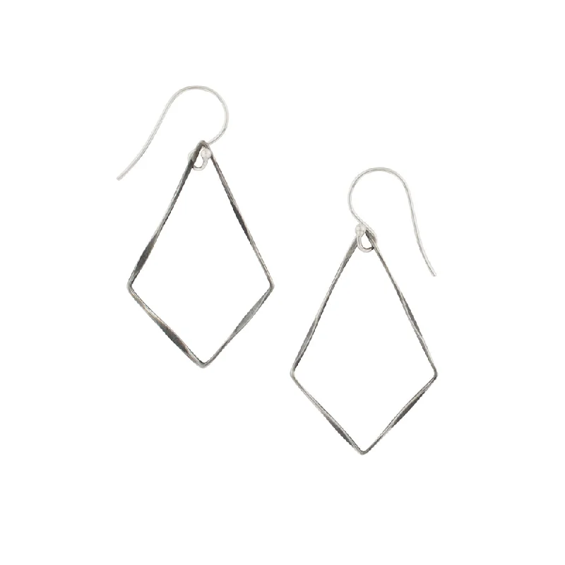 Women’s silver earrings-Twisted Kite Earrings - Antiqued Silver in 2"