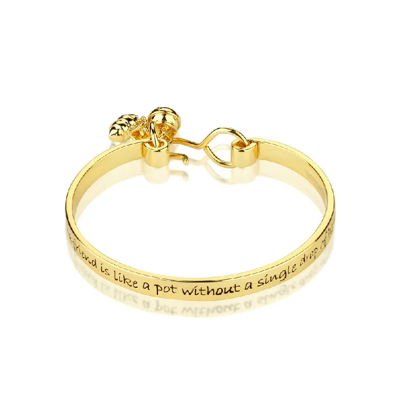 Women’s gold-plated bracelets-Disney Gold Plated Winnie The Pooh 60MM Friendship Bangle