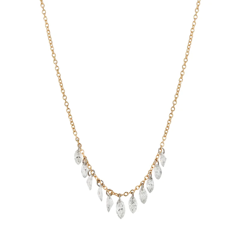 Women’s gemstone necklaces-Marquise Eleven Diamond Necklace