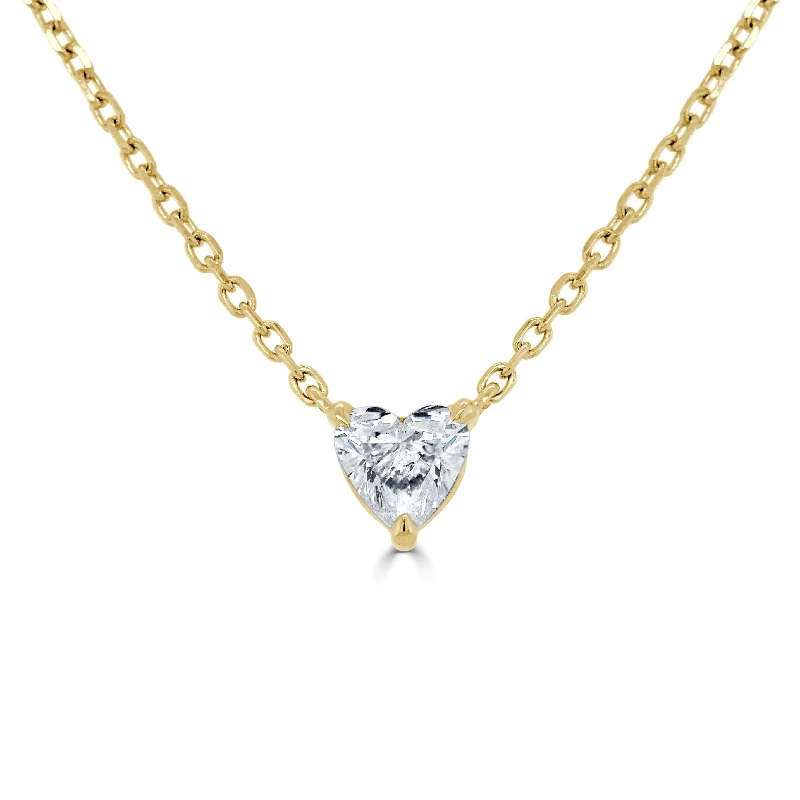 Women’s love heart necklaces-14k Gold & Heart-Shaped Diamond Necklace