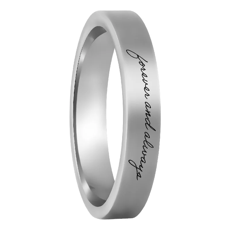 Women’s diamond band rings-Custom Handwriting Tungsten Women's Ring