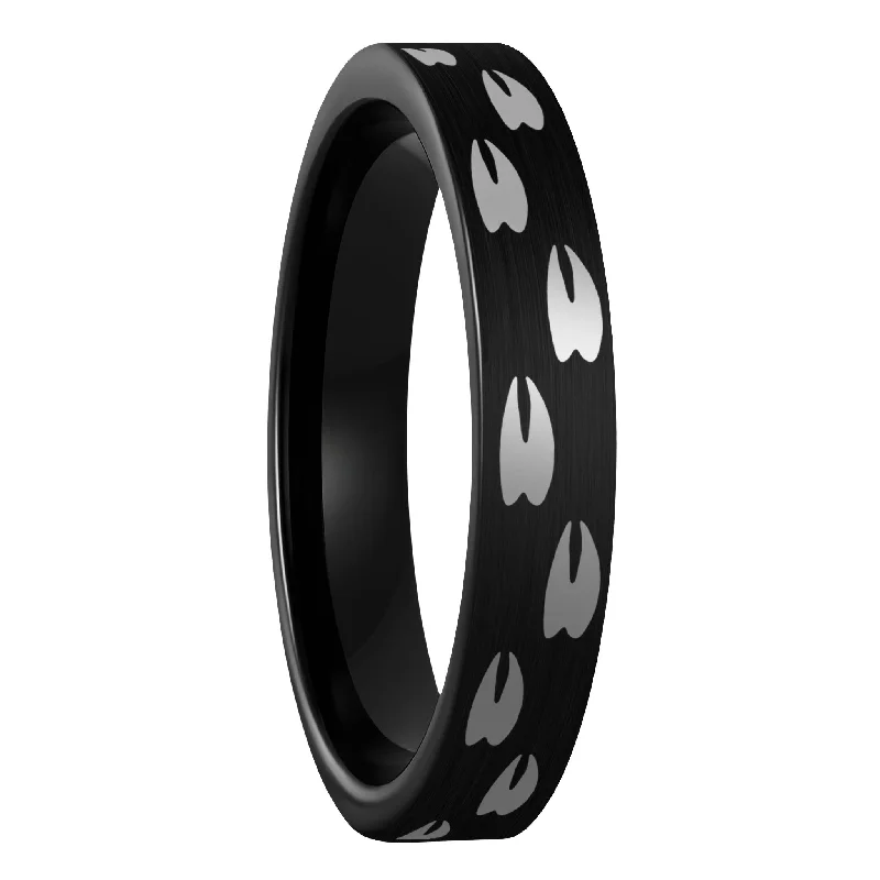 Women’s rings with colored stones-Elk Tracks Brushed Black Tungsten Women's Wedding Band